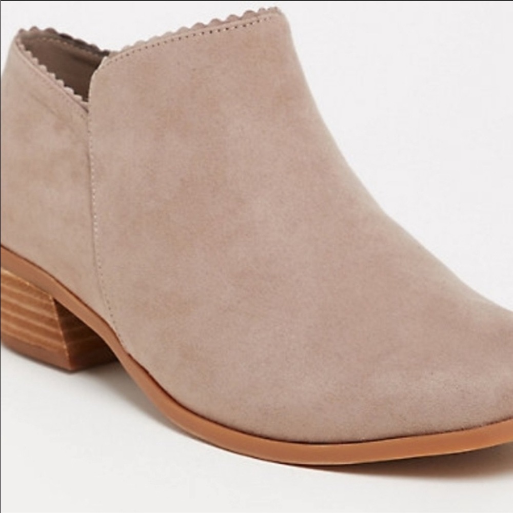 TORRID Taupe Faux Suede Zip Booties